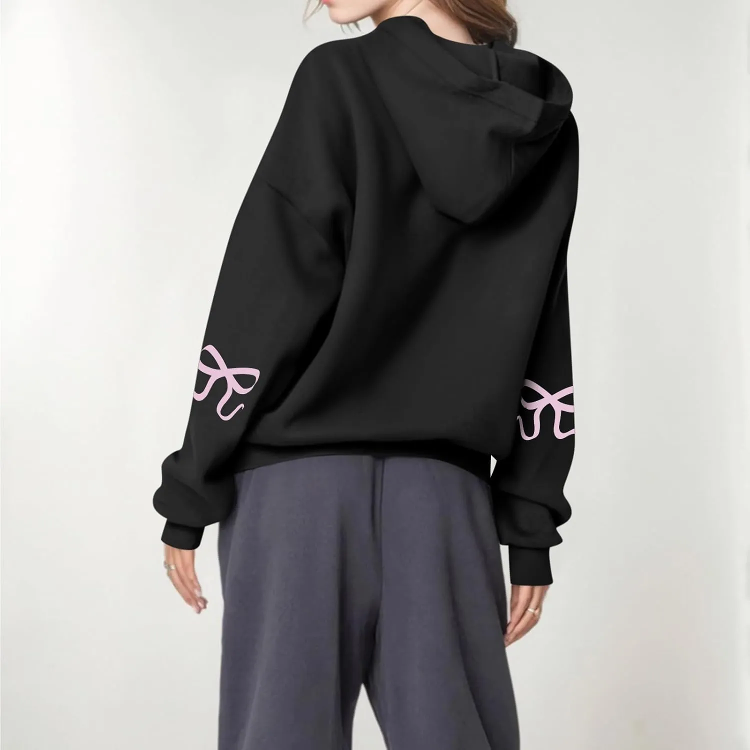 Sweatsuits Women 2 Piece Outfit Fleece Oversized Bow Hoodie and Sweatpants Track Suits Matching Lounge Pants Sets