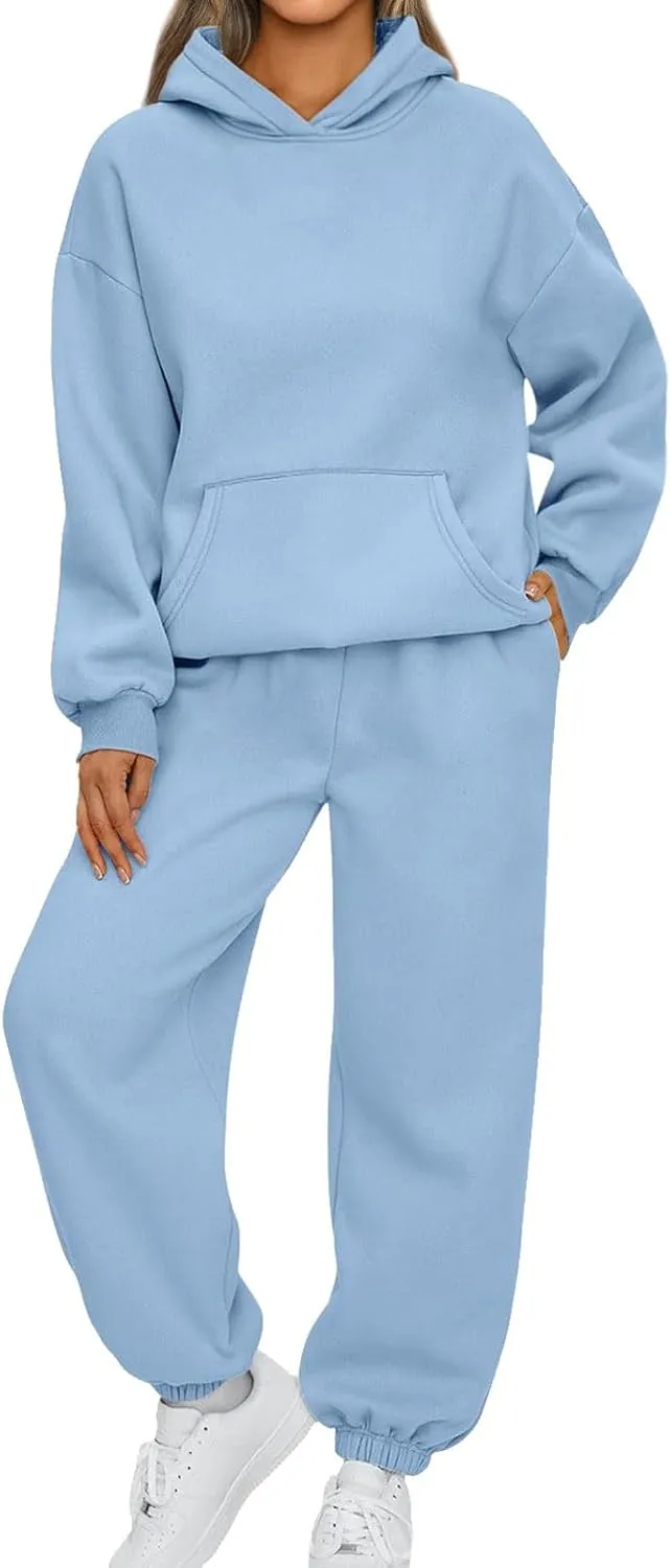 Sweatsuits Women 2 Piece Outfit Fleece Oversized Hoodie Joggers Sweatpants Track Suits Matching Lounge Pants Sets