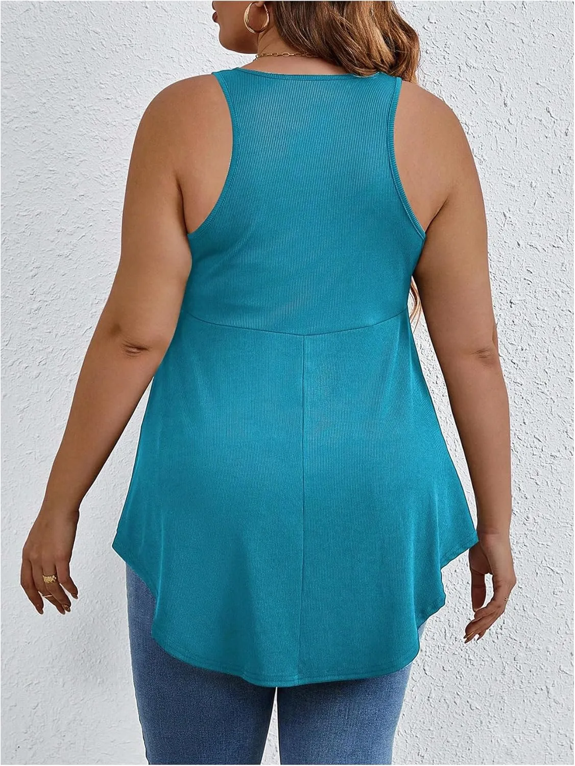SweatyRocks Women' Loose Sleeveless Solid Color Casual Plain Tank Tops Plus Size Curved Hem Workout Summer Tee Tops