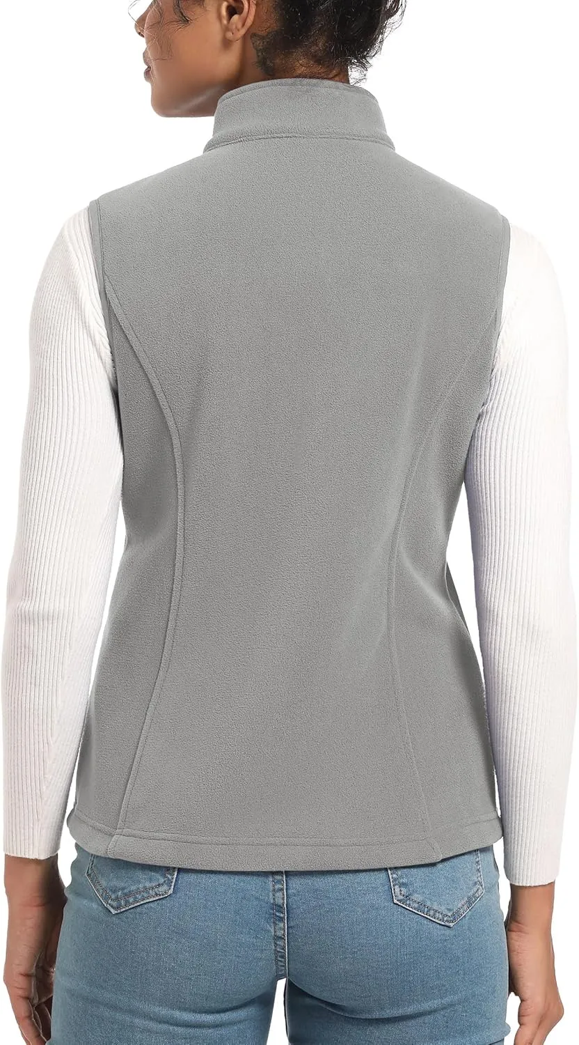 TACVASEN Women's Fleece Vest Lightweight Warm Vests Outerwear Sleeveless Zip Jacket Fall Winter Soft Vest with Pockets