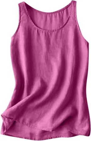 TANGNADE Womens Camisole Tank Tops Plus Size Cotton Linen Sleeveless Shirts Trendy Summer Outfits Casual Clothing