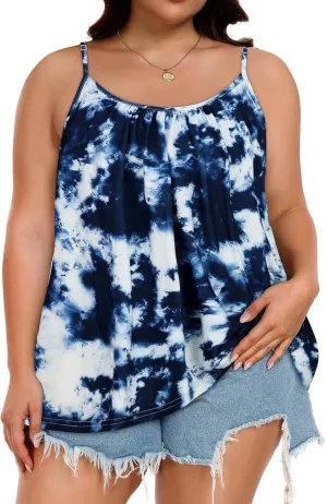 Tank Top for Women Spaghetti Strap Camisole Summer Scoop Neck Loose Fit Casual Sleeveless Shirts