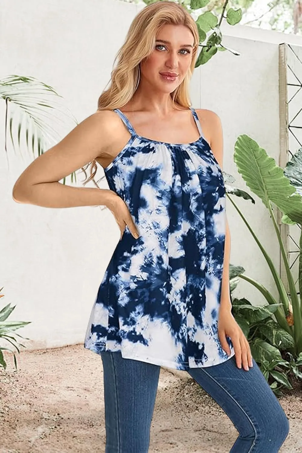 Tank Top for Women Spaghetti Strap Camisole Summer Scoop Neck Loose Fit Casual Sleeveless Shirts