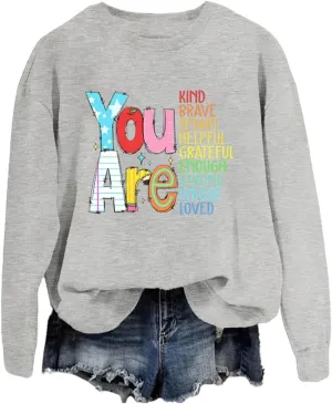 Teacher Sweatshirts Women Long Sleeve Inspirational Teacher Shirt Back to School Graphic Pullover Motivational Tops