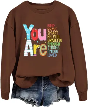 Teacher Sweatshirts Women Long Sleeve Inspirational Teacher Shirt Back to School Graphic Pullover Motivational Tops