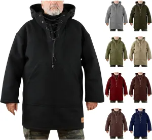 Thatrich Mens Heavyweight Hoodie Oversized Hooded Jacket Leisure Wear Mid Length Hoodies Casual Long Sleeve Sweatshirt Jacket
