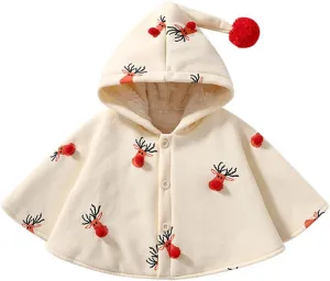 Toddler Baby Girl Christmas Outfits Velvet Hooded Poncho Red Cape Cloak Coat Jacket Infant Winter Coat