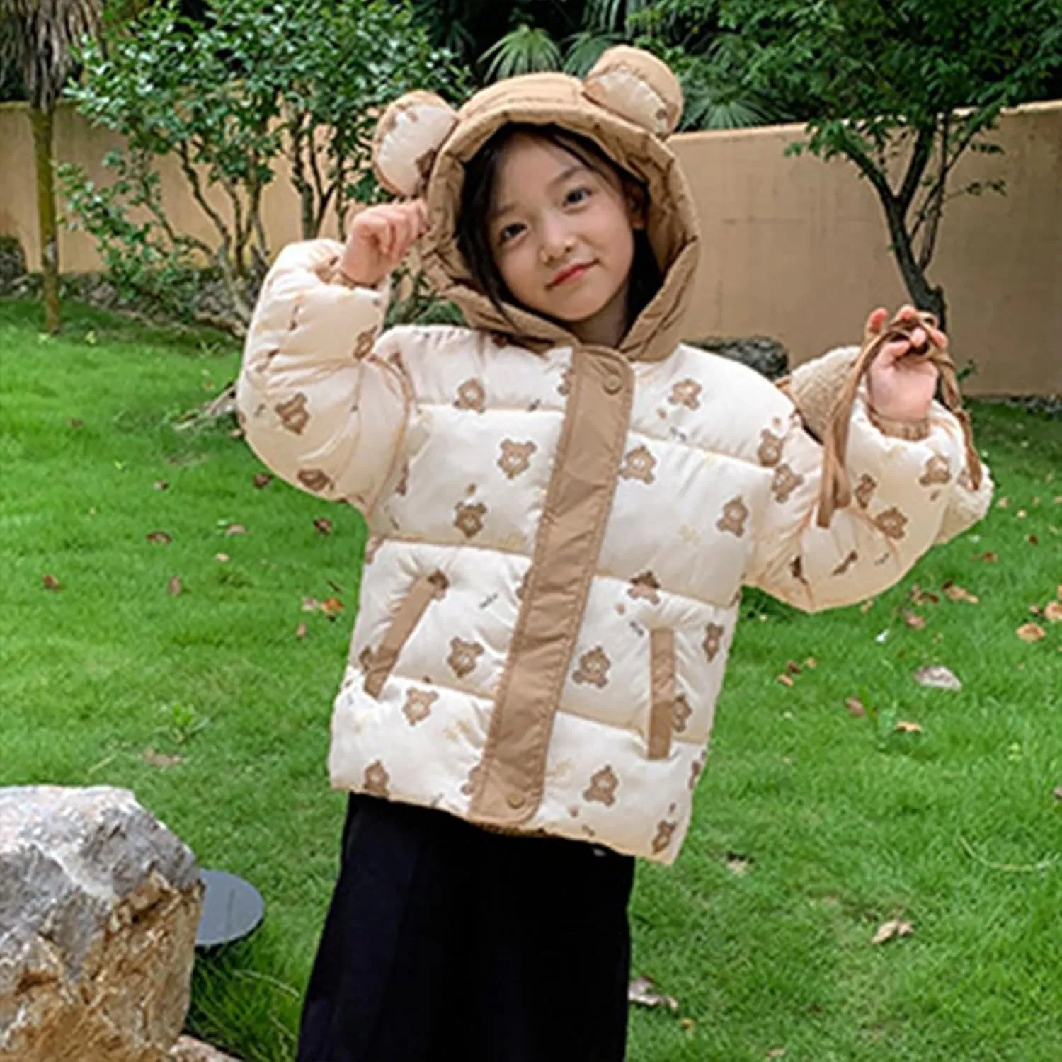 Toddler Coat Thicken Kids Toddler Baby Girls Boys Winter Warm Thick Solid Cotton Long Sleeve Padded Jacket Coat
