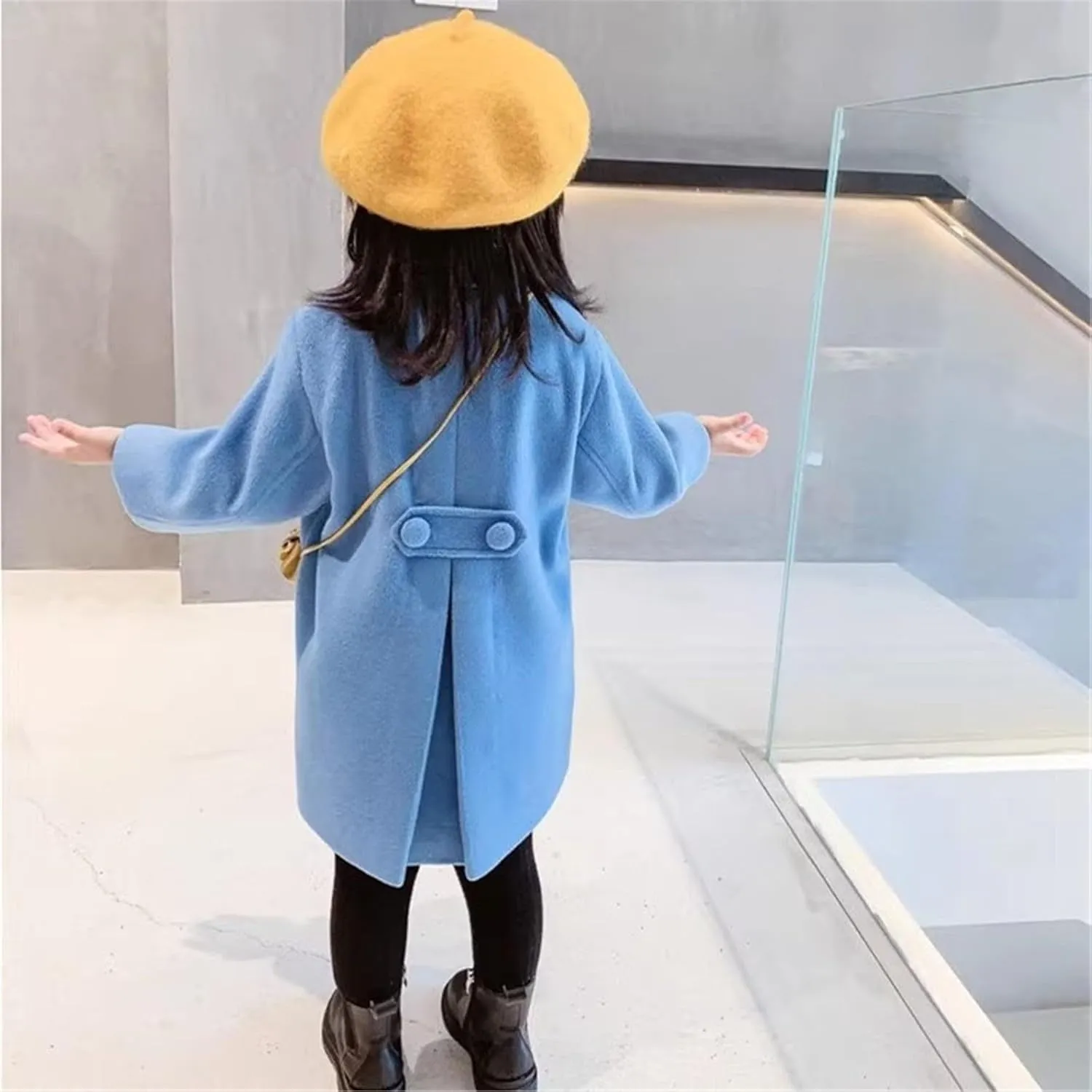 Toddler Girls Trench Coat Baby Girl Woolen Dress Coat Girl Dress Coat Peacoat Winter Double Buttons Fall