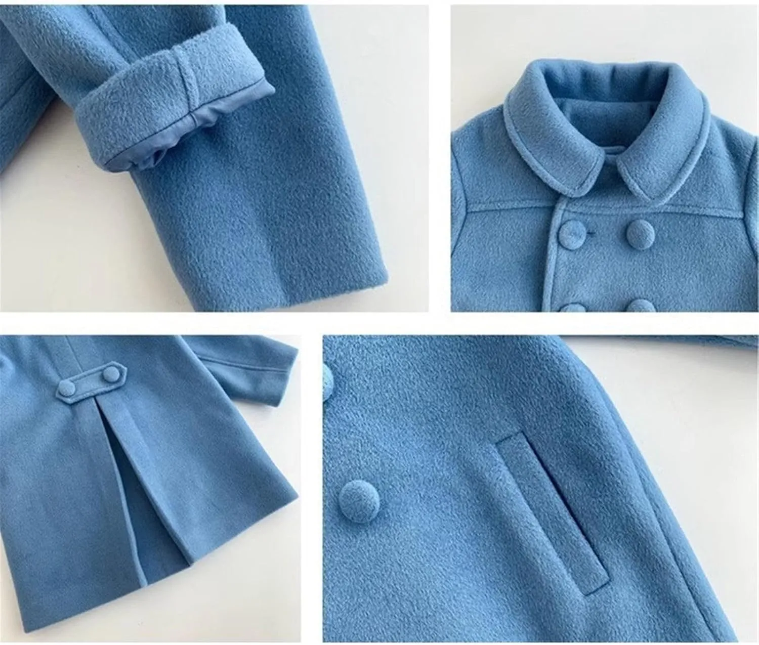 Toddler Girls Trench Coat Baby Girl Woolen Dress Coat Girl Dress Coat Peacoat Winter Double Buttons Fall