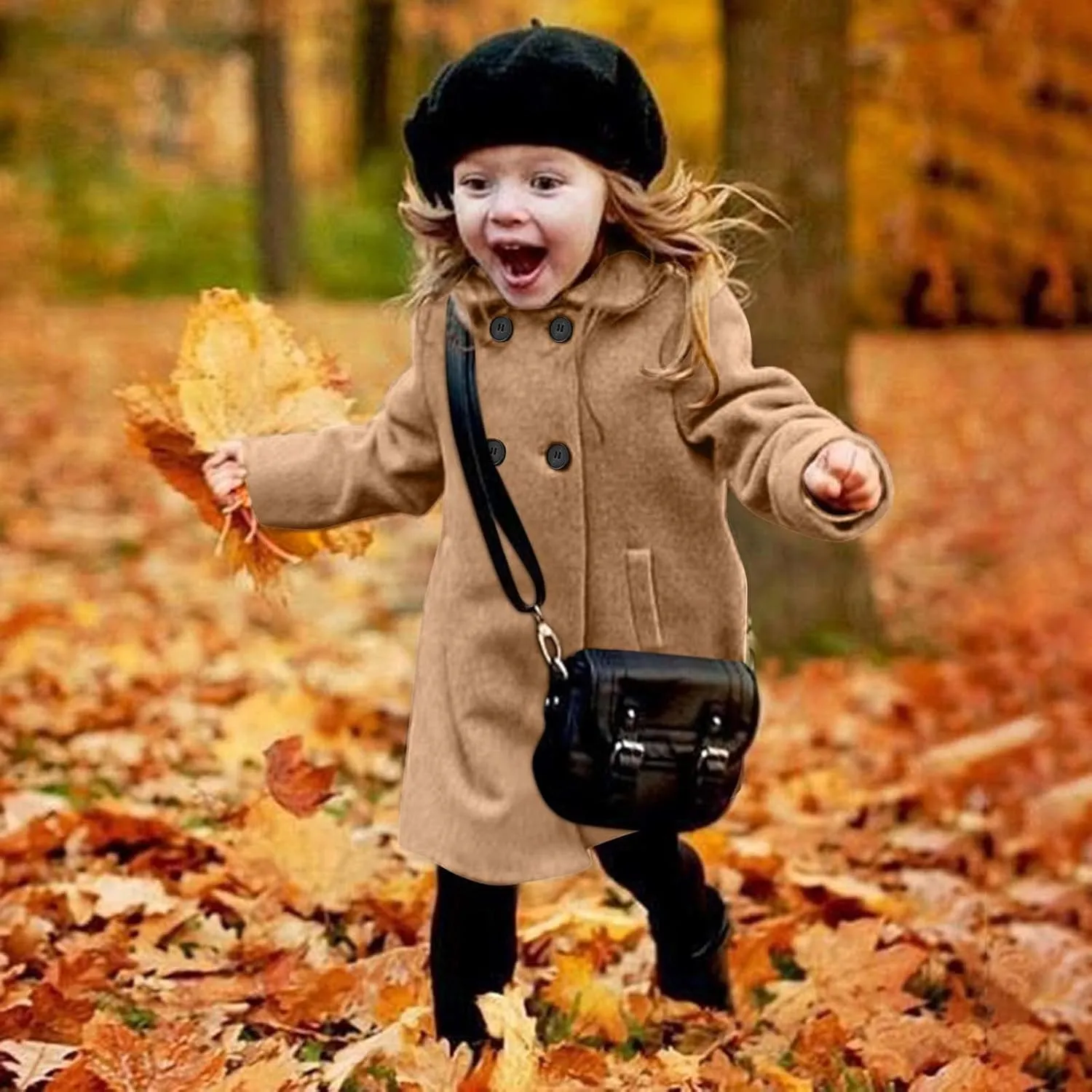 Toddler Kids Fall Winter Jackets Girls Woolen Double-Breasted Trench Coat Lapel Baby Girls Trench  Coat