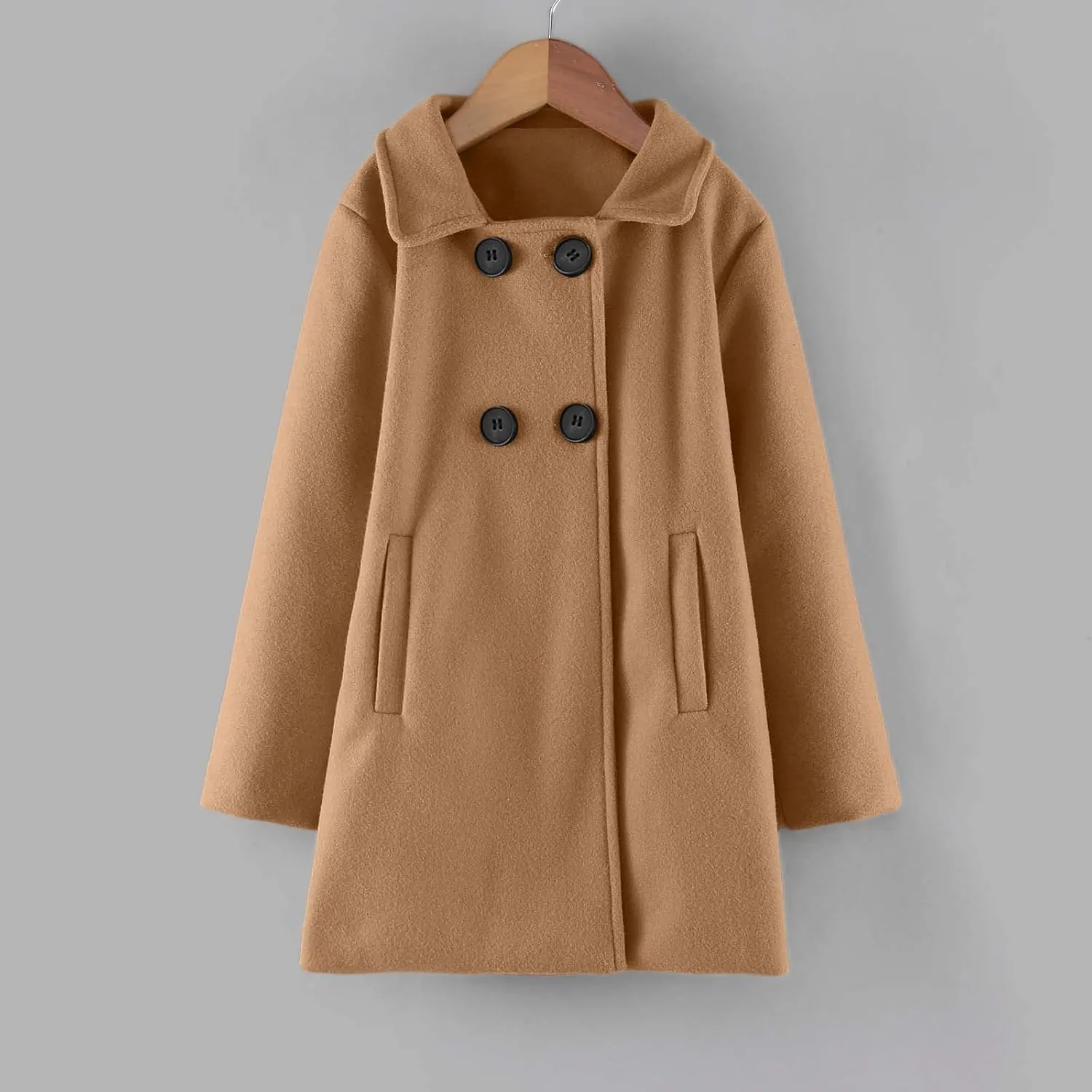 Toddler Kids Fall Winter Jackets Girls Woolen Double-Breasted Trench Coat Lapel Baby Girls Trench  Coat