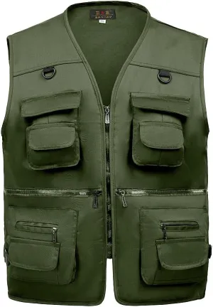 TOLOER Men's Summer Fishing Vest Multi Pockets Casual Vests Waterproof Quick Dry Outdoor Mountain Photography