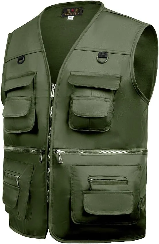 TOLOER Men's Summer Fishing Vest Multi Pockets Casual Vests Waterproof Quick Dry Outdoor Mountain Photography