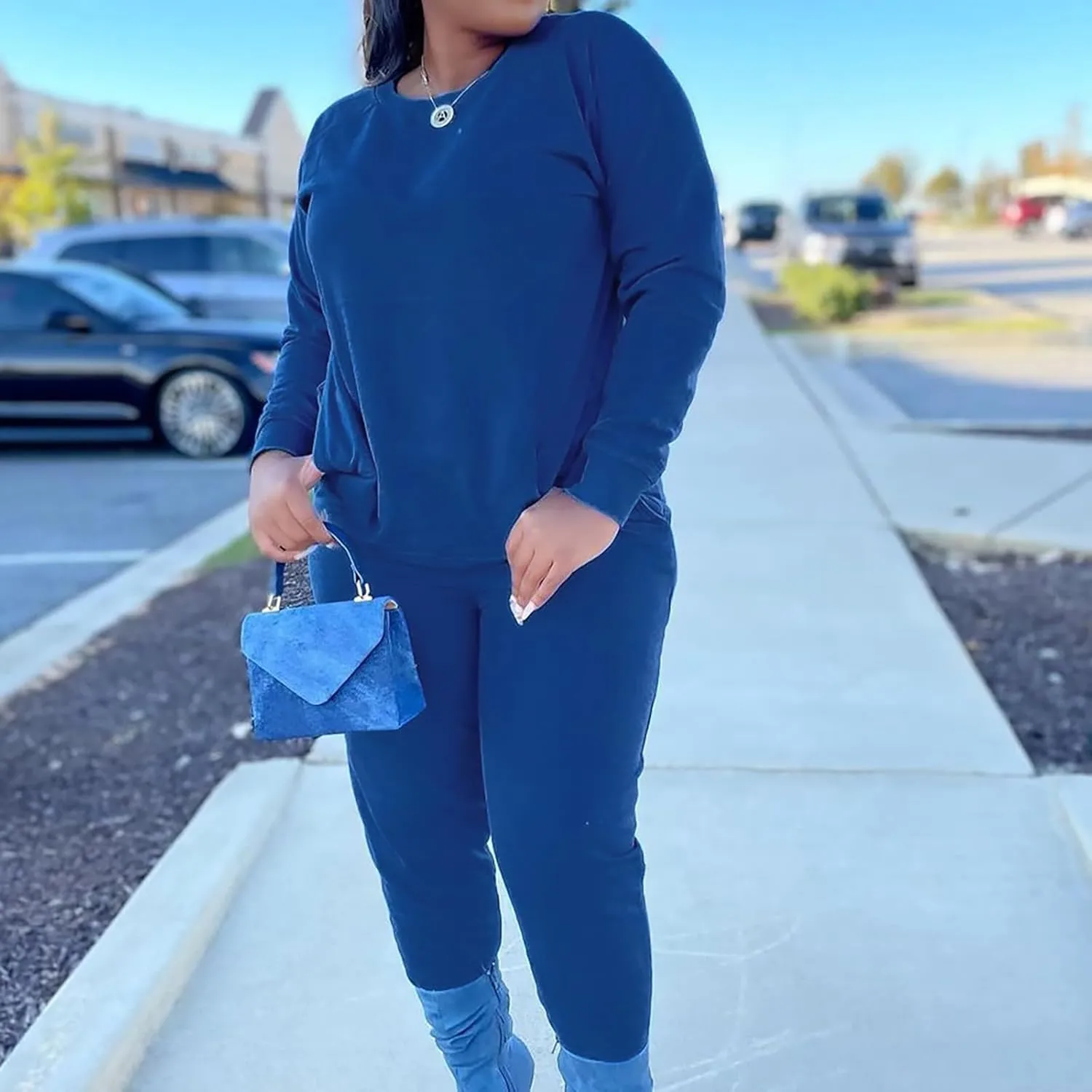 Track Suits for Women Set - 2 Piece Outfits Sweatsuit Pocket Sweatshirt with Pants Fall Jogging Workout Sets for Women