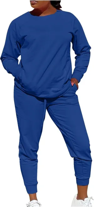 Track Suits for Women Set - 2 Piece Outfits Sweatsuit Pocket Sweatshirt with Pants Fall Jogging Workout Sets for Women