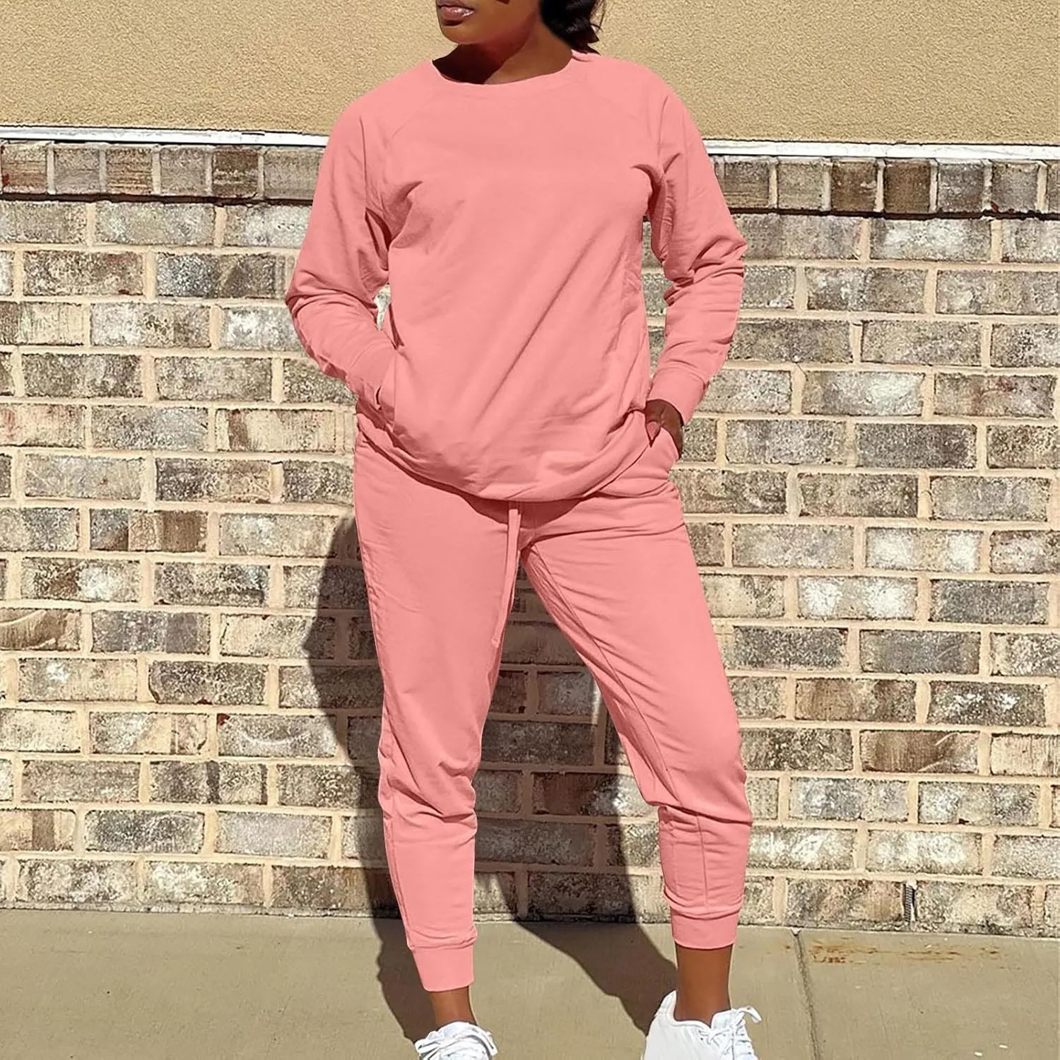 Track Suits for Women Set - 2 Piece Outfits Sweatsuit Pocket Sweatshirt with Pants Fall Jogging Workout Sets for Women