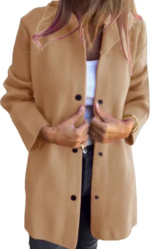Trench Coat Women Casual Single Breasted Hooded Jacket Lapel Neck Long Sleeve Solid Color Jacket Fall Winter Outwear