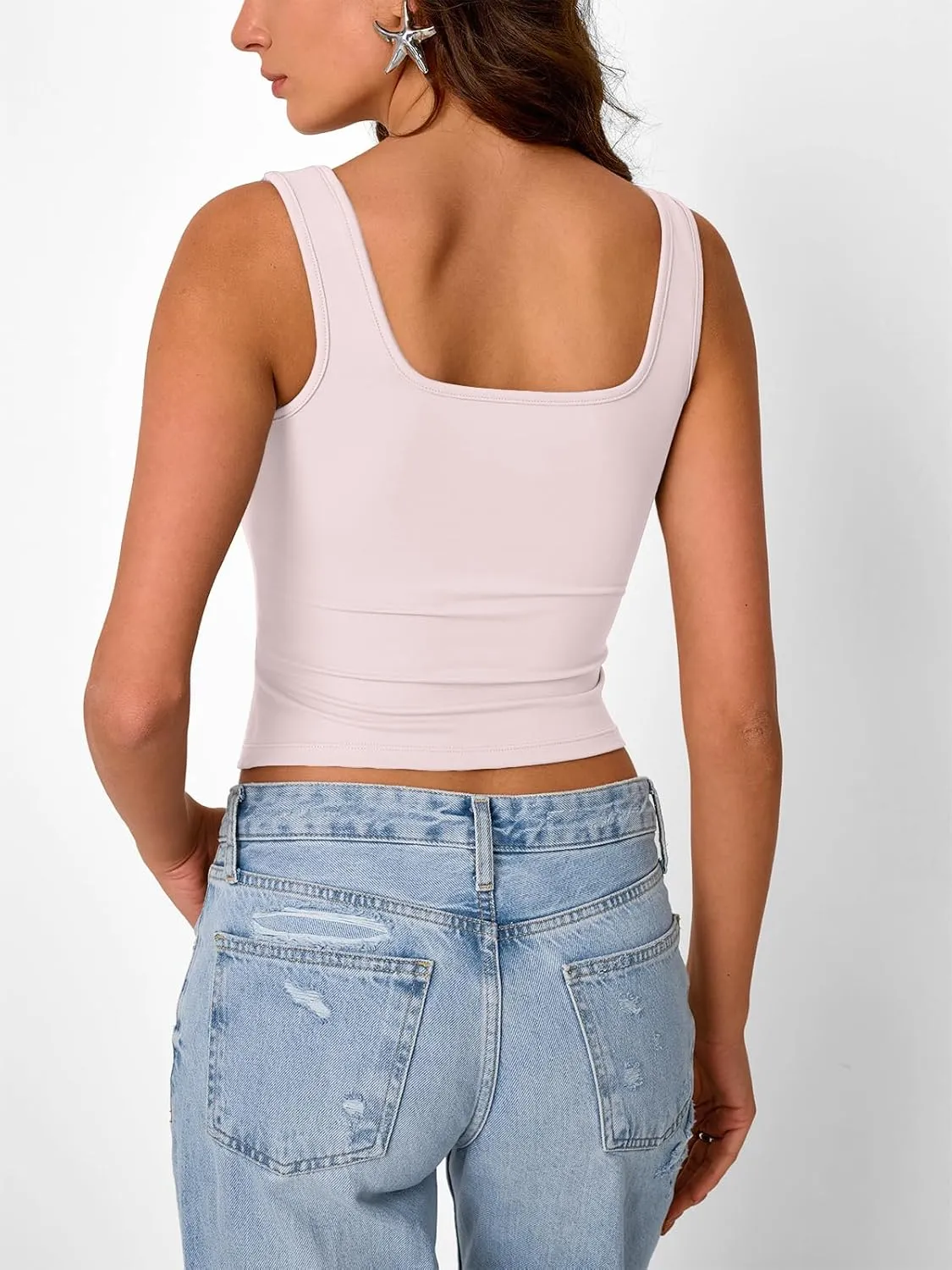 Trendy Queen Going Out Tops for Women Y2k Summer Teen Girls Cute Crop Tank Top Square Neck Basci Bow Clothes 2025 Camisole