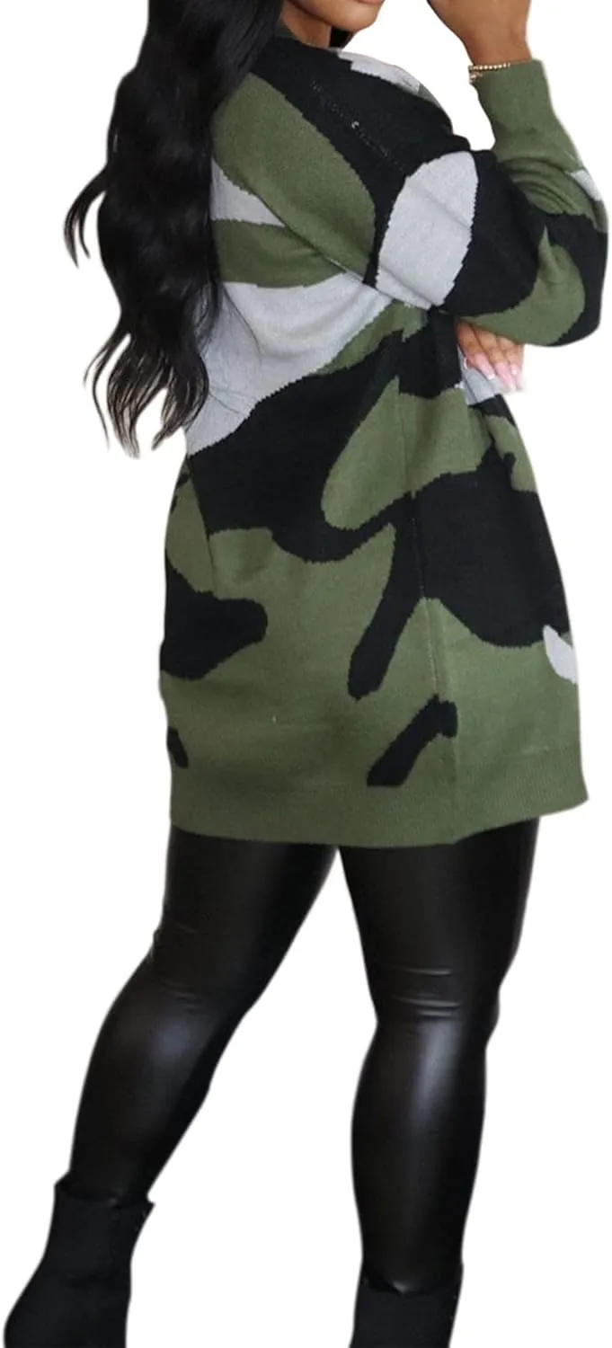 Vakkest Camo Blazer Jacket for Women Lapel Long Sleeve Open Front Cardigan Coat Classic Pockets Overcoat Outwear
