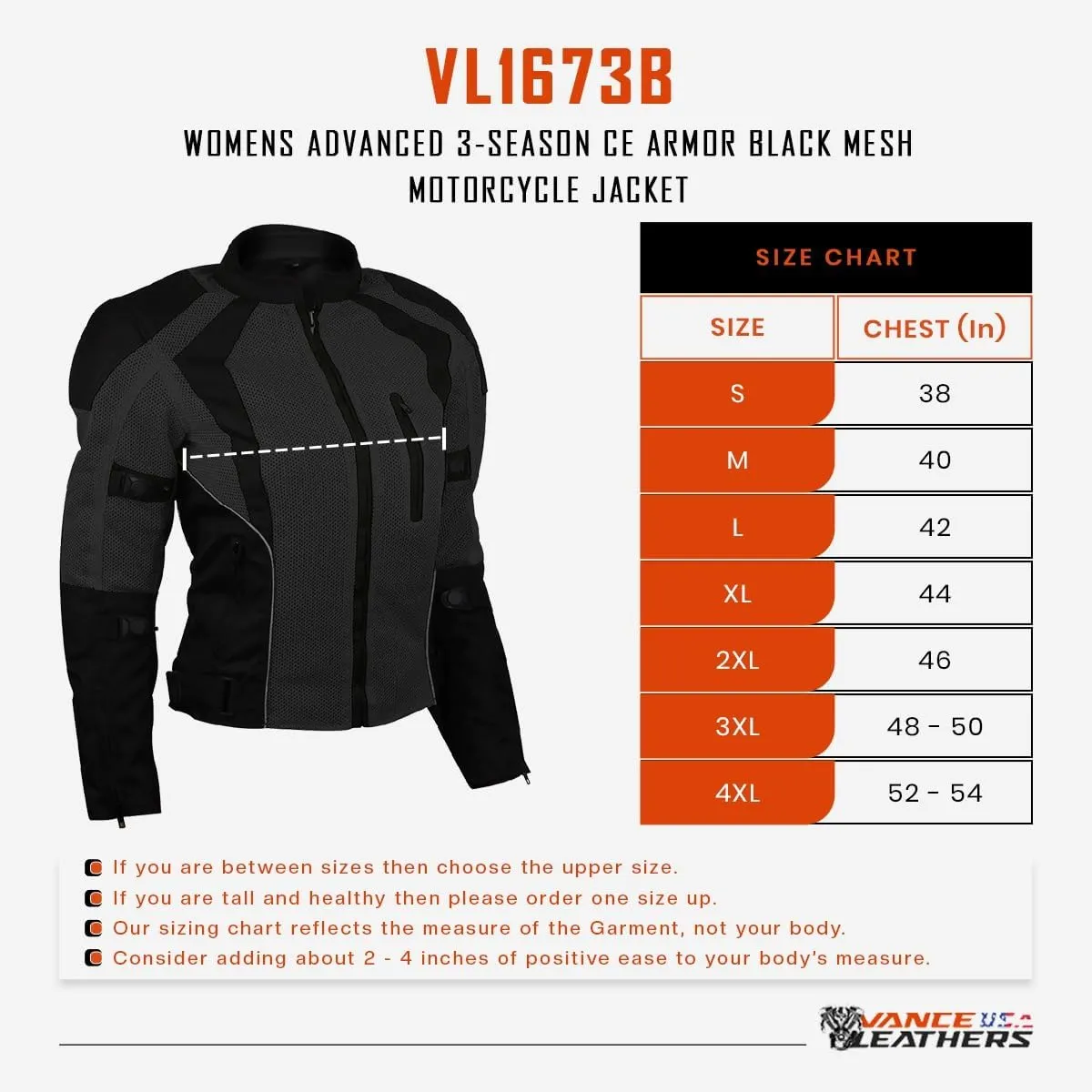 Vance Advance Womens All Weather Season CE Armor Mesh Motorcycle Biker Riding Jacket