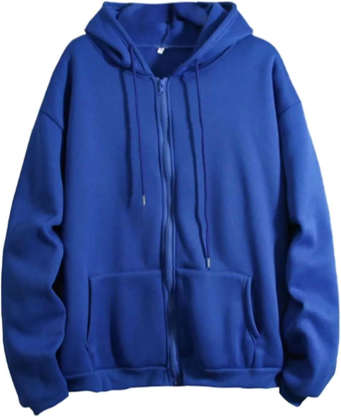 Vickyleb Womens Zip Up Hoodies Fleece Jackets Oversized Sweatshirts Drawstring Solid Fall Fashion 2024 Winter Clothes