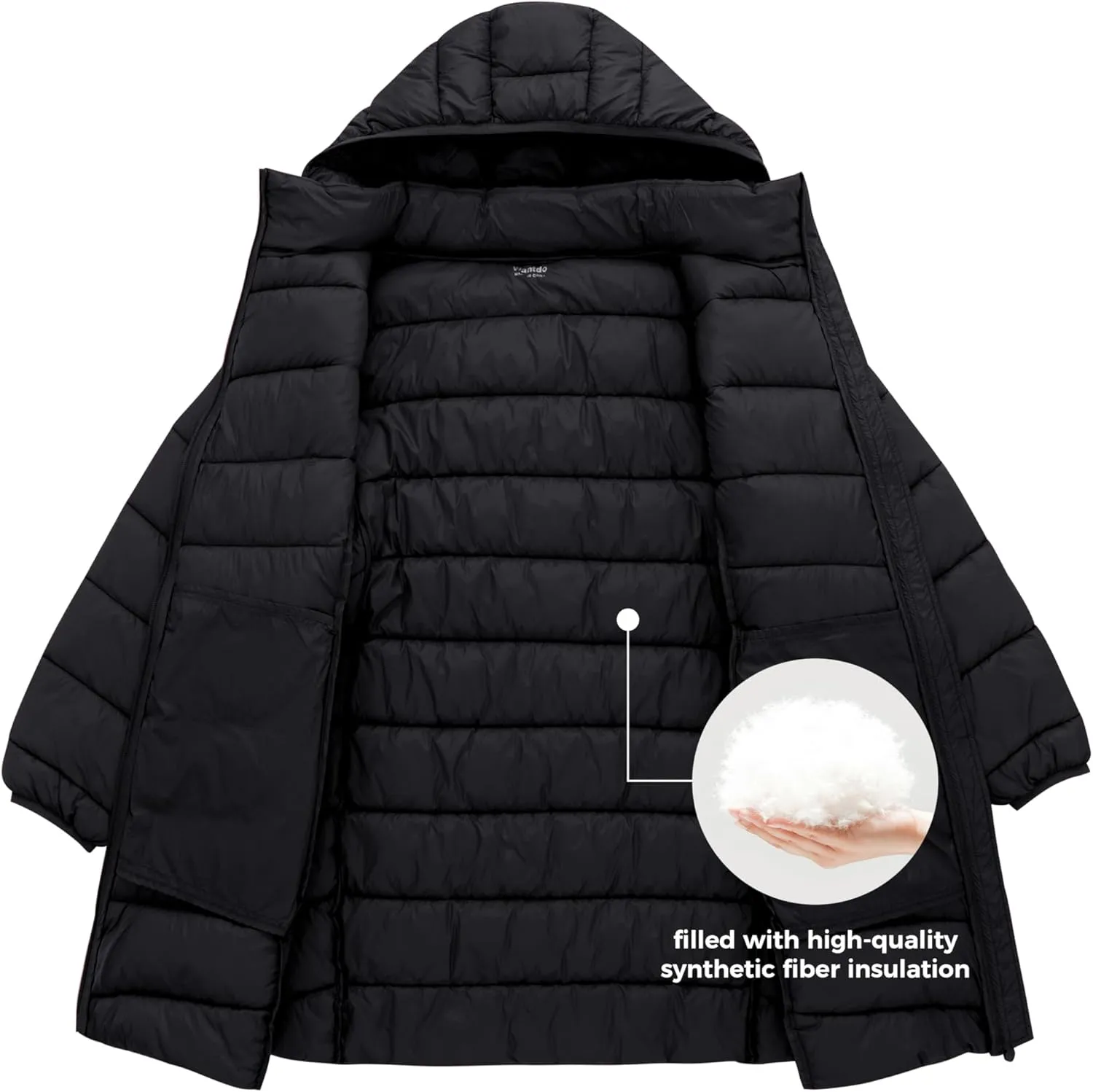wantdo Women's Plus Size Lightweight Winter Coat Warm Long Puffer Coats with Removable Hood