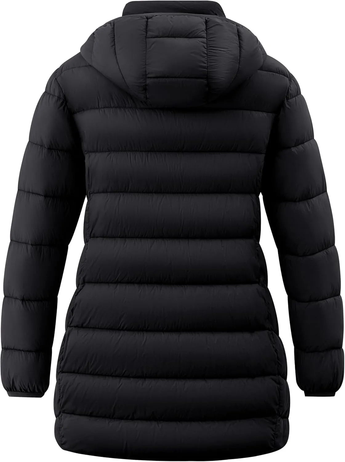 wantdo Women's Plus Size Lightweight Winter Coat Warm Long Puffer Coats with Removable Hood