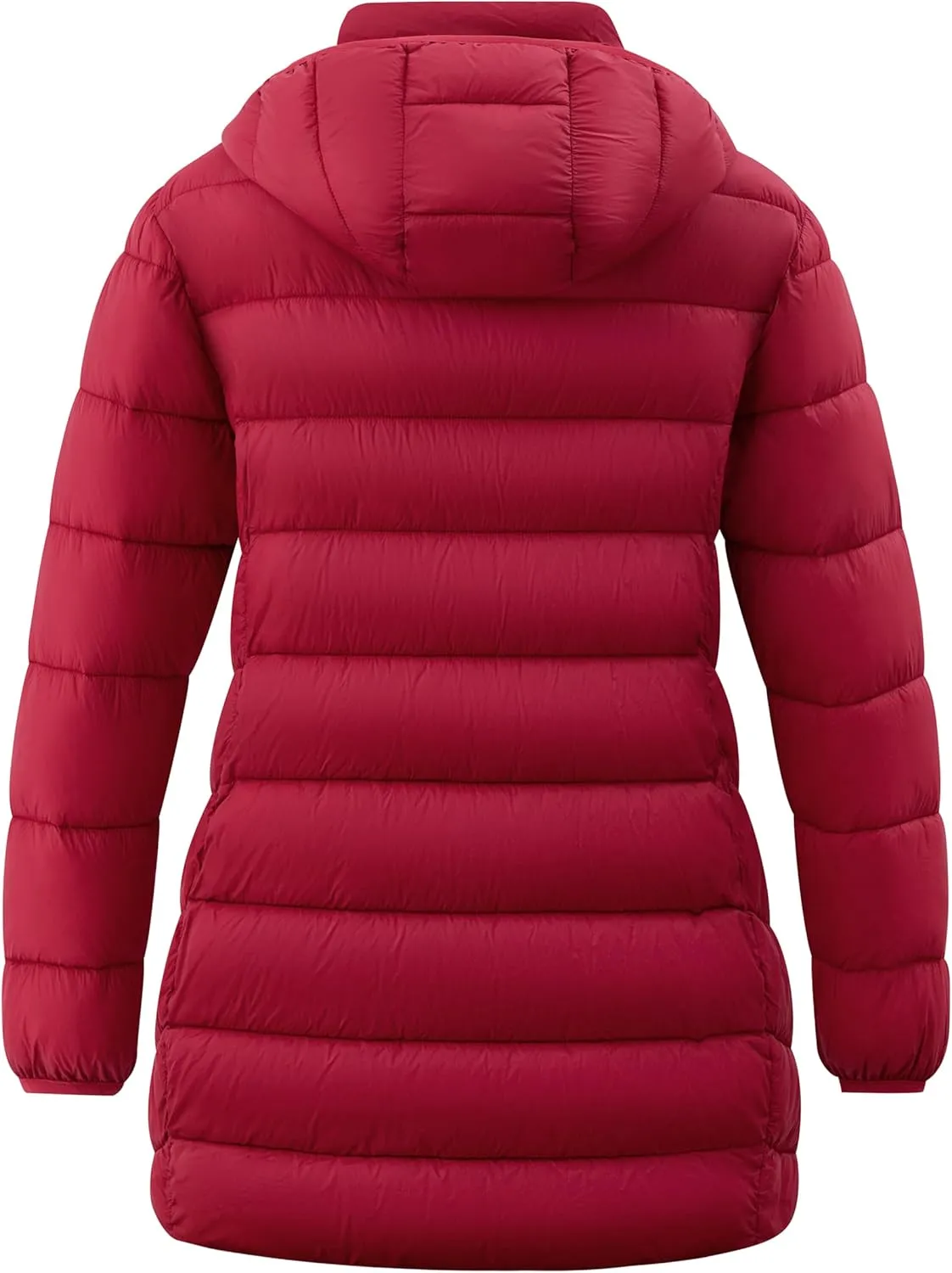 wantdo Women's Plus Size Lightweight Winter Coat Warm Long Puffer Coats with Removable Hood