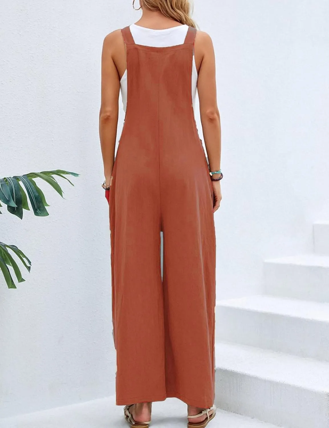 Wide Leg Jumpsuit for Women Spring Summer Casual Loose Bib Overalls Palazzo Pants Rompers Jumpsuits