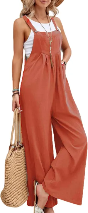 Wide Leg Jumpsuit for Women Spring Summer Casual Loose Bib Overalls Palazzo Pants Rompers Jumpsuits
