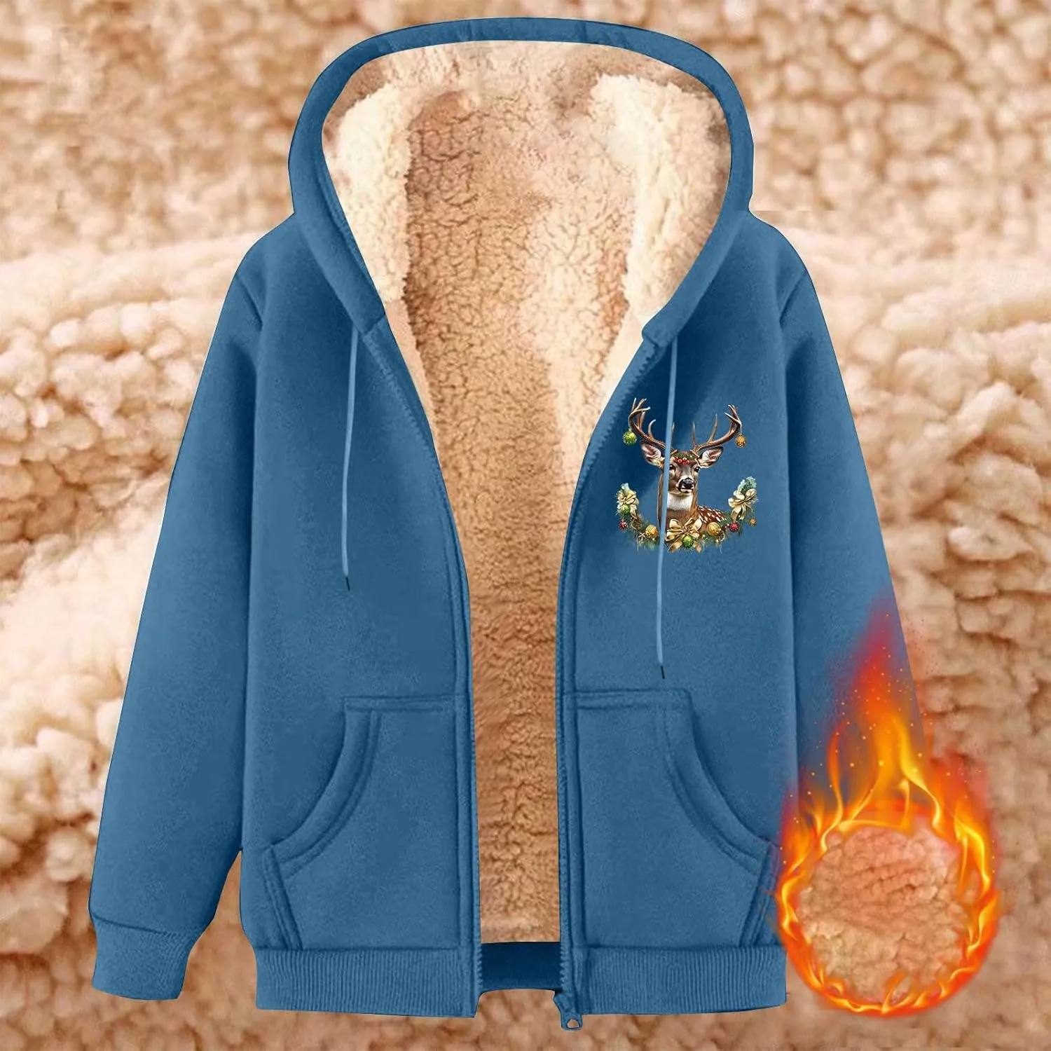 Winter Jackets for Men 2024 Sherpa Lined Full Zip Long Sleeve Fleece Hoodies Heavyweight Casual Warm Coat with Pocket