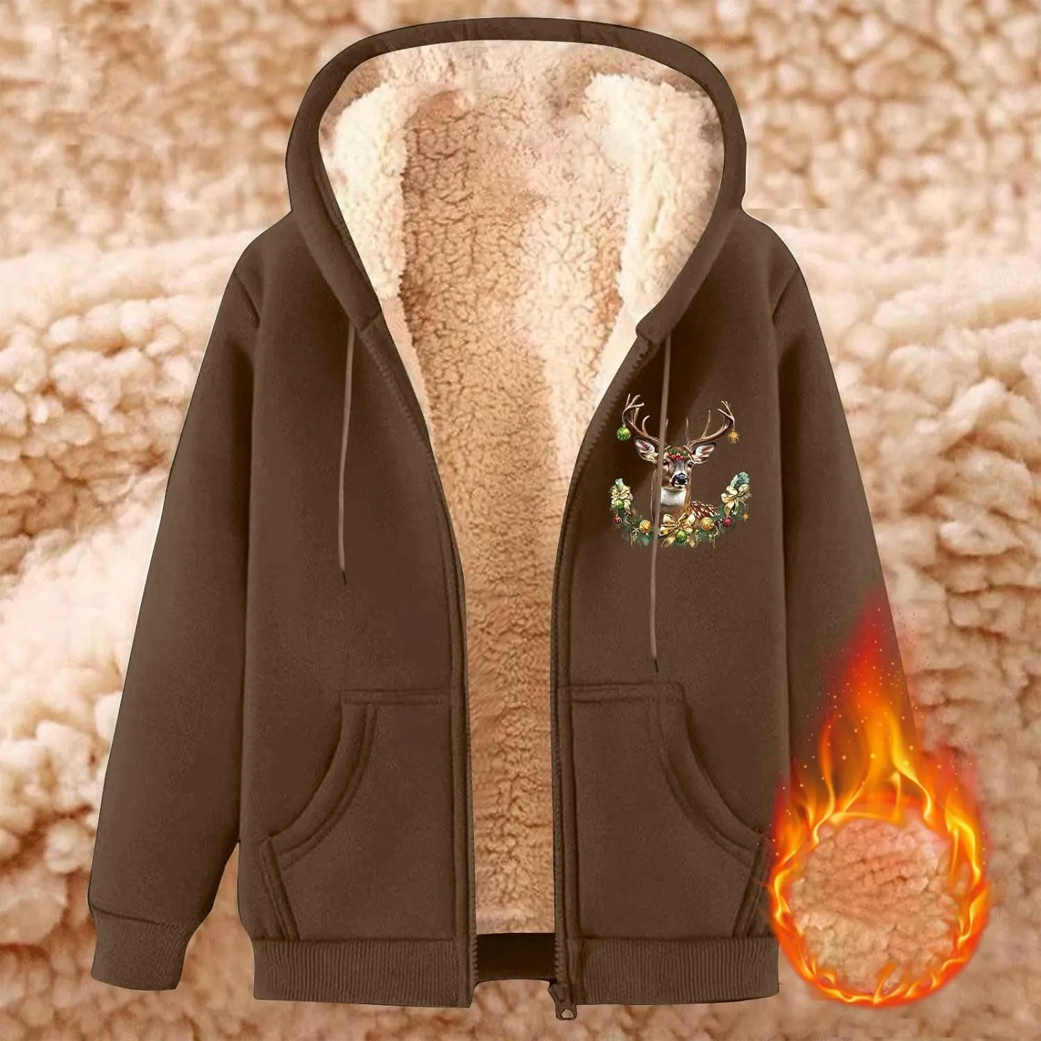 Winter Jackets for Men 2024 Sherpa Lined Full Zip Long Sleeve Fleece Hoodies Heavyweight Casual Warm Coat with Pocket
