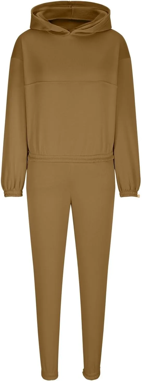 Women 2 Piece Outfits Lounge Hoodie Sweatsuit Sets Oversized Sweatshirt Fall Joogers Sweatpants with Pockets