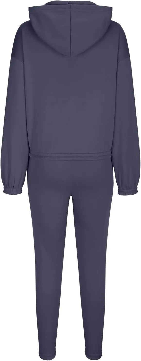 Women 2 Piece Outfits Lounge Hoodie Sweatsuit Sets Oversized Sweatshirt Fall Joogers Sweatpants with Pockets