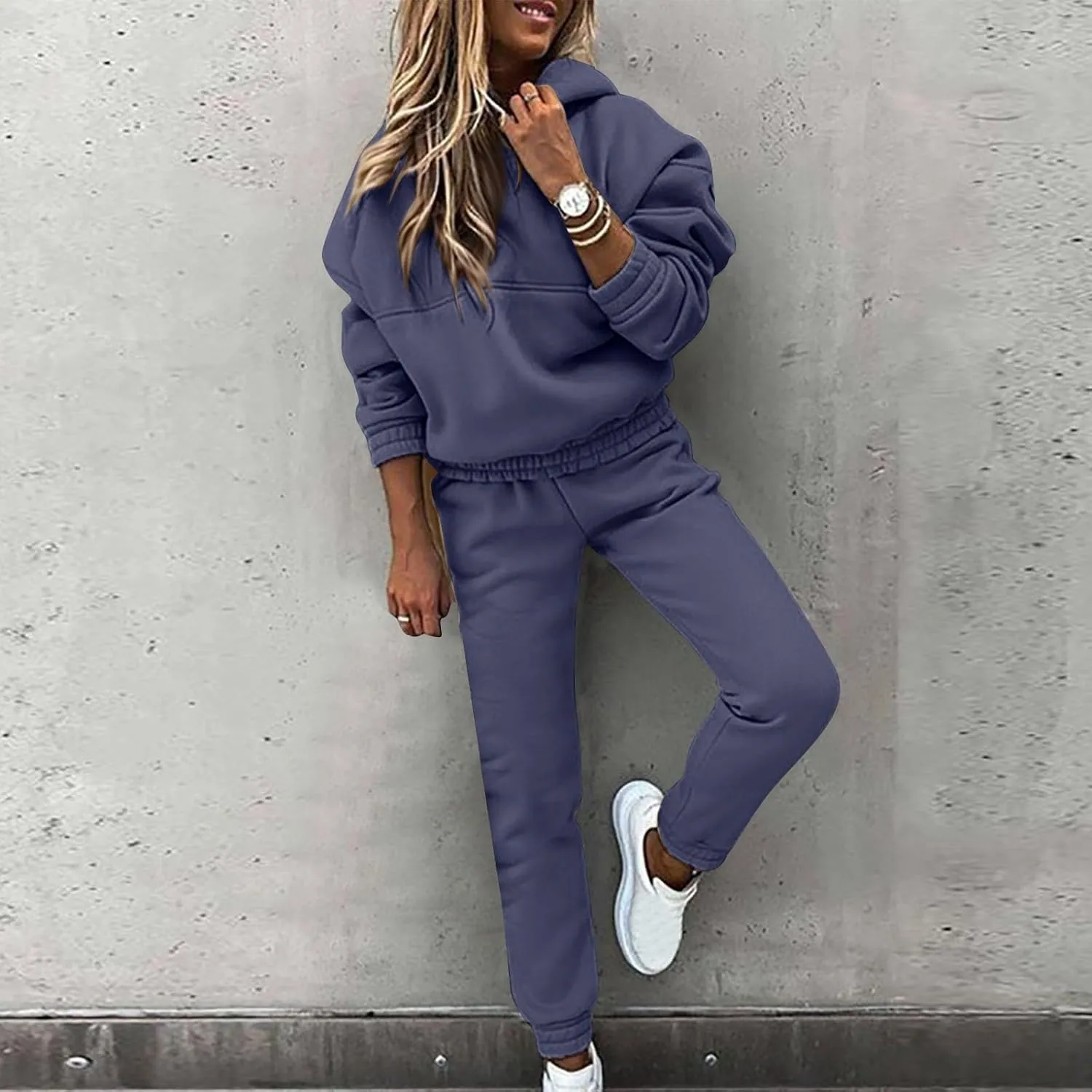Women 2 Piece Outfits Lounge Hoodie Sweatsuit Sets Oversized Sweatshirt Fall Joogers Sweatpants with Pockets