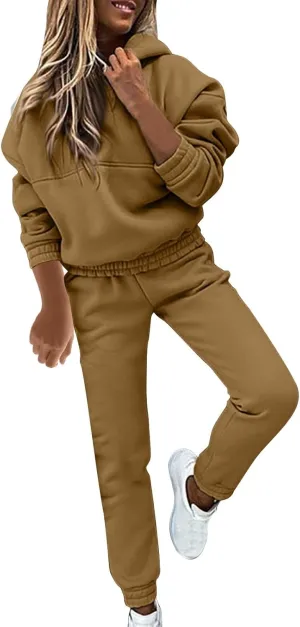 Women 2 Piece Outfits Lounge Hoodie Sweatsuit Sets Oversized Sweatshirt Fall Joogers Sweatpants with Pockets