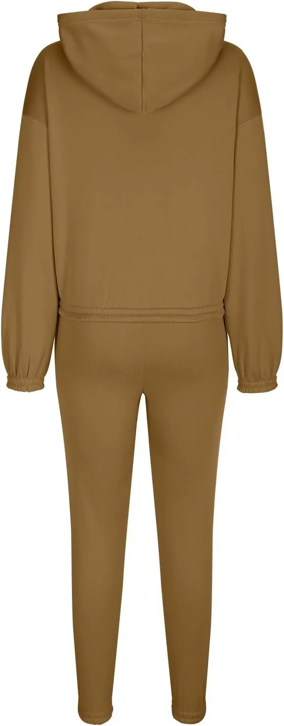 Women 2 Piece Outfits Lounge Hoodie Sweatsuit Sets Oversized Sweatshirt Fall Joogers Sweatpants with Pockets