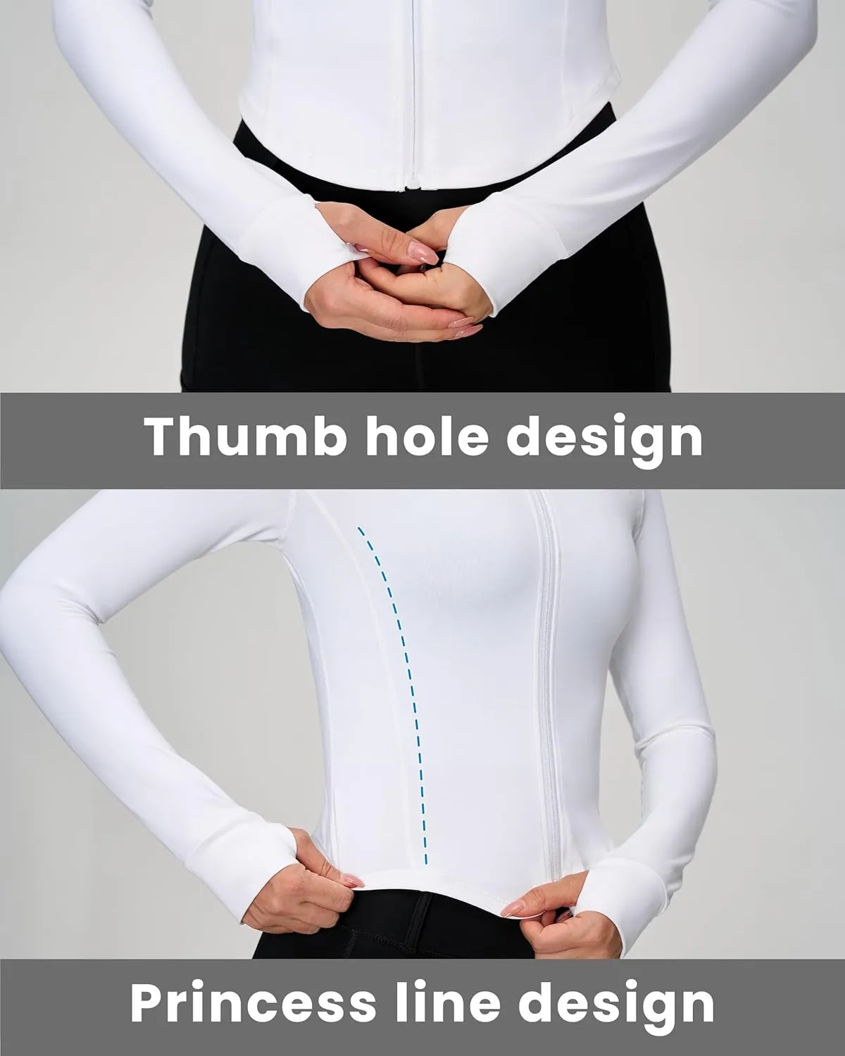 Women BBL Jacket Full Zip UP Workout Athletic Cropped Jacket wIth Thumb Holes Running Yoga Sportswear