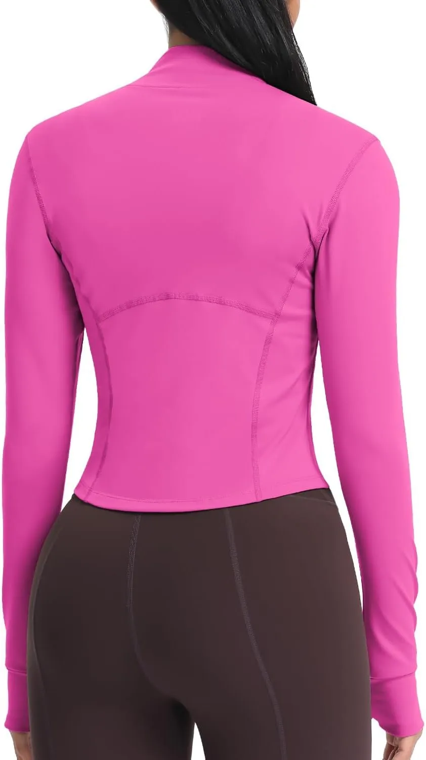 Women BBL Jacket Full Zip UP Workout Athletic Cropped Jacket wIth Thumb Holes Running Yoga Sportswear