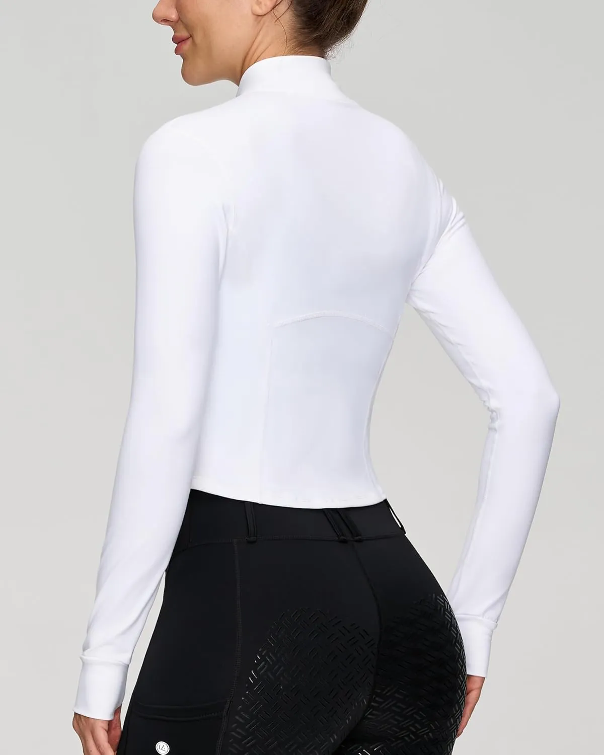 Women BBL Jacket Full Zip UP Workout Athletic Cropped Jacket wIth Thumb Holes Running Yoga Sportswear