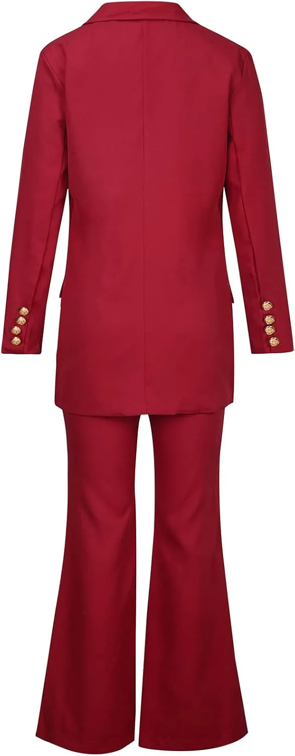 Women Business Casual Outfits Two Piece Office Sets Open Front Long Sleeve Blazer Jackets Flare High Waisted Pants
