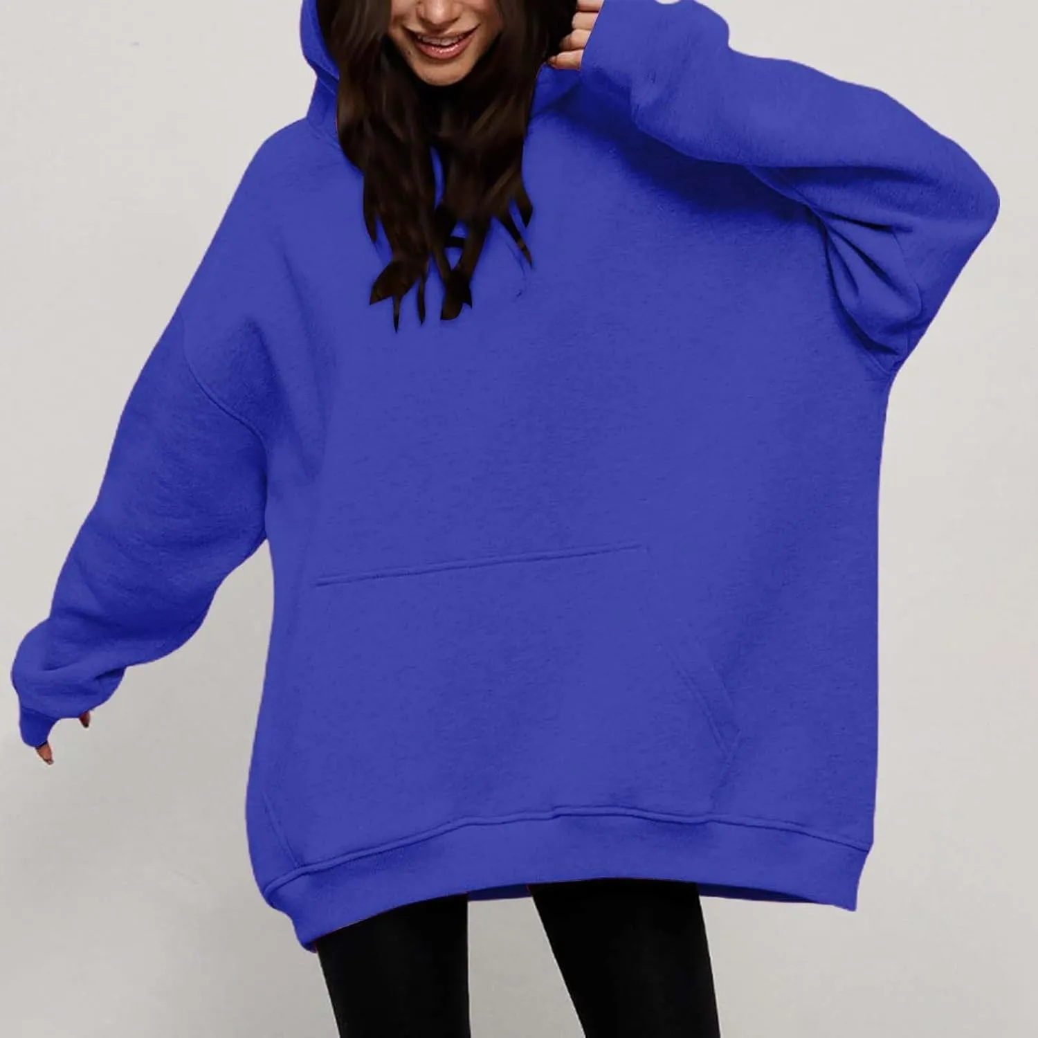 Women Oversized Hoodies Fleece Hooded Sweatshirts With Pockets Casual Long Sleeve Drop Shoulder Pullover