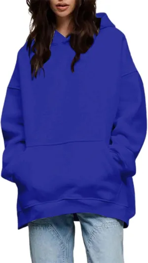 Women Oversized Hoodies Fleece Hooded Sweatshirts With Pockets Casual Long Sleeve Drop Shoulder Pullover