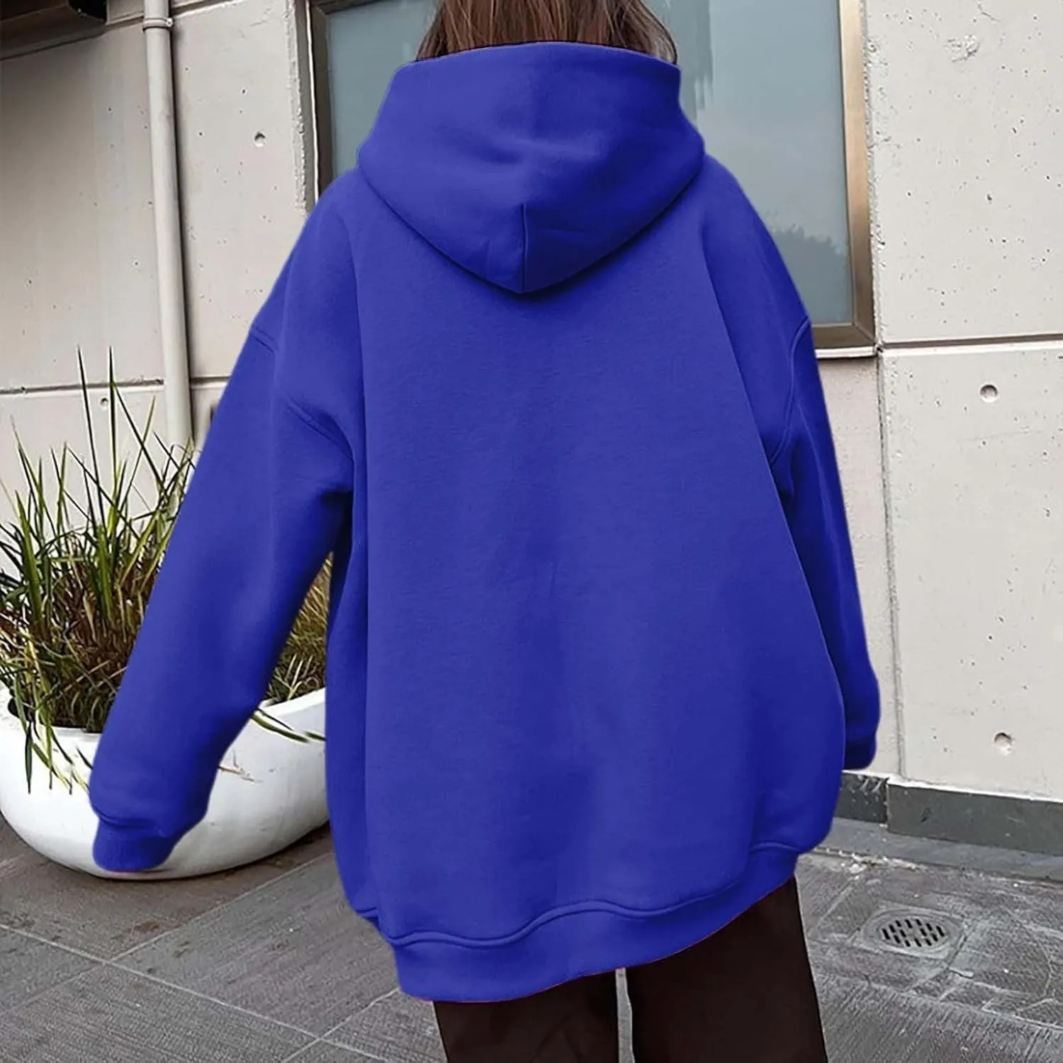 Women Oversized Hoodies Fleece Hooded Sweatshirts With Pockets Casual Long Sleeve Drop Shoulder Pullover