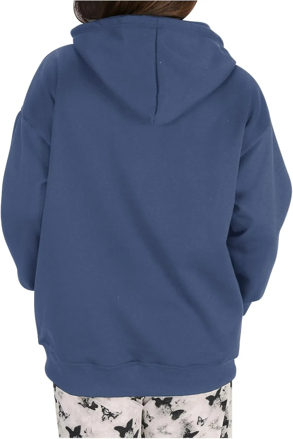 Women Plain Oversized Hoodies Crewneck Hooded Sweatshirt Y2K Cute Pullover Sweater Comfy Fall Outfits Clothes 2024