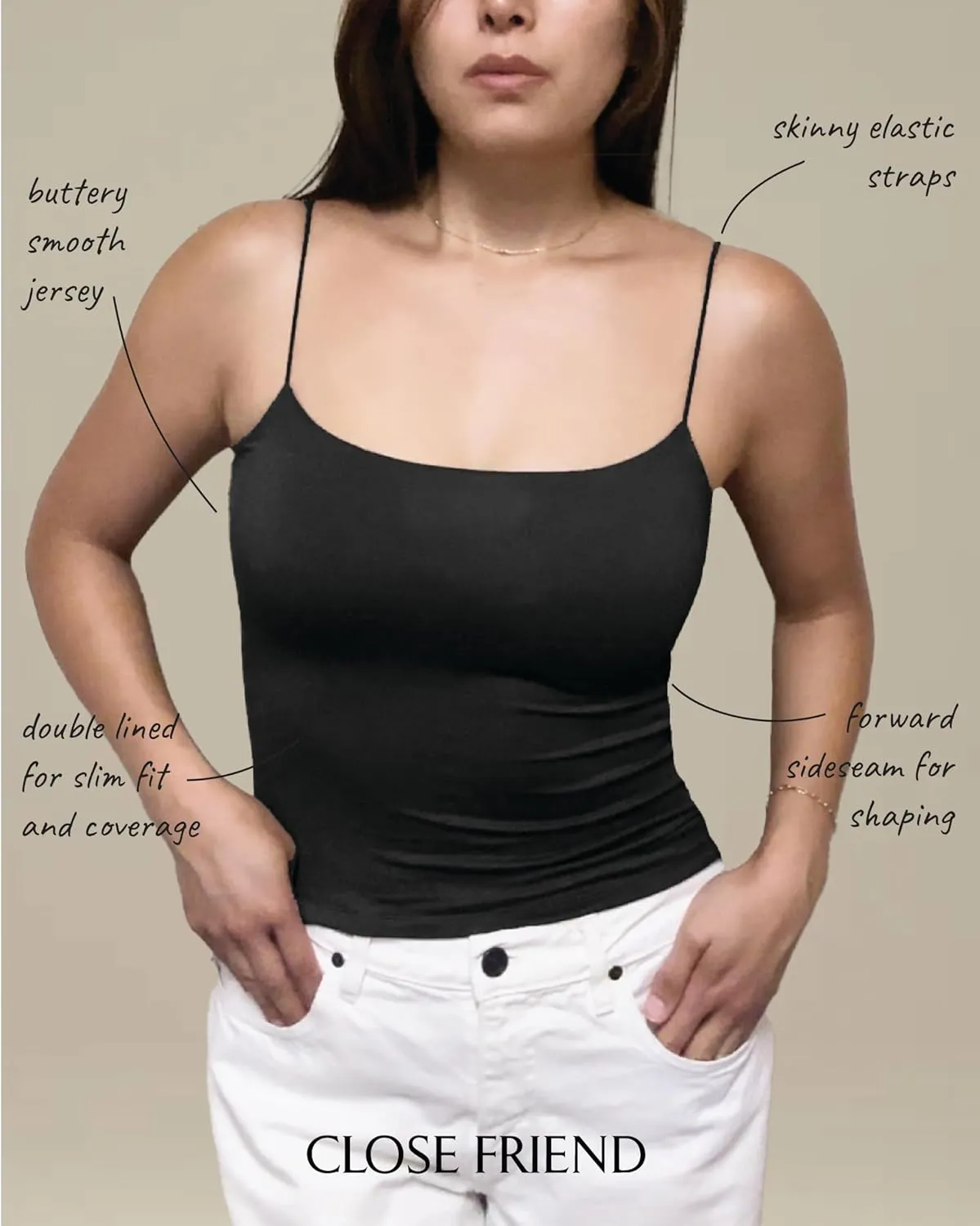 Women Summer Thin Strap Tank TOP - Double Layer Sexy CAMI - Basic Casual Going Out Shirt Spaghetti Strap