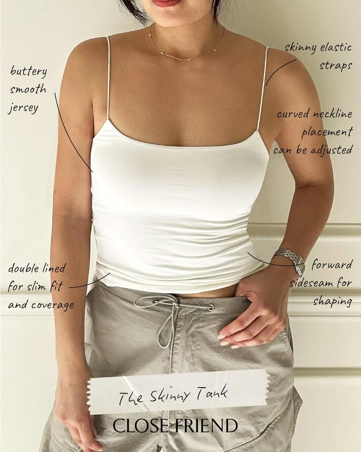Women Summer Thin Strap Tank TOP - Double Layer Sexy CAMI - Basic Casual Going Out Shirt Spaghetti Strap