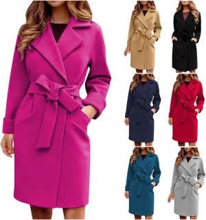 Women Trendy Trench Coat Classic Business Blazers Coat Lapel Peacoat Solid Overcoat Fall Winter Temperament Outwear