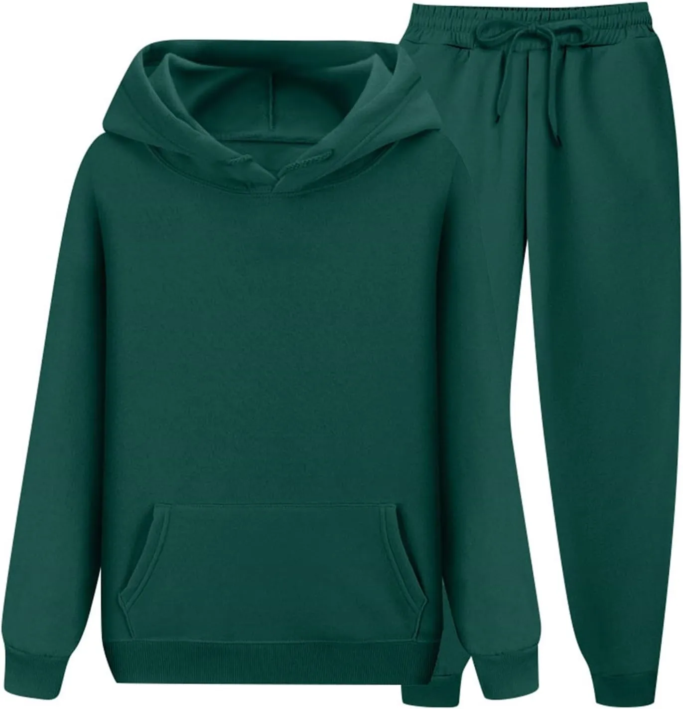 Womens 2 Piece Outfits Fall Oversized Workout Sets Lounge Sweatshirt with Pockets Jogger Hoodies and Pants Sets